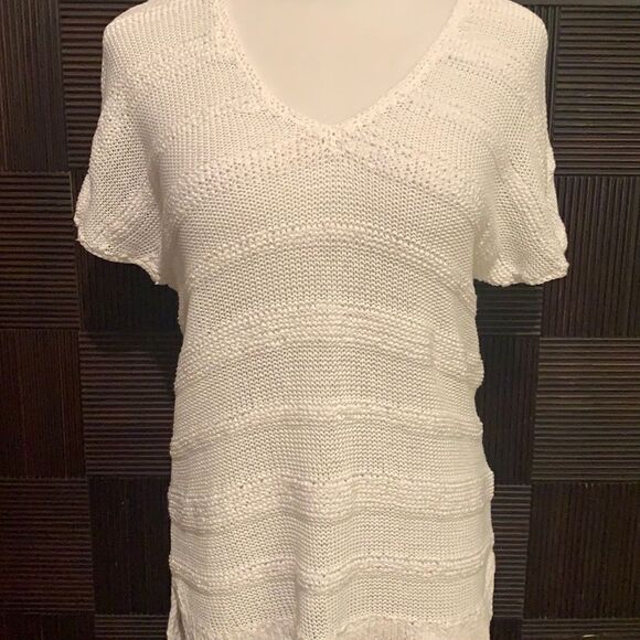 J.Jill white open knit short sleeve sweater - Picture 1 of 6